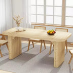 Table de salle à manger minimaliste robuste MAYEERTY, table en bois composite au fini naturel avec patins de protection et assemblage facile