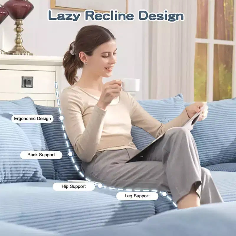 54.3 Canapé modulaire sectionnel Oversized Cloud, accoudoirs extra-épais, coussins à bonne résilience, design ergonomique, tissu velours côtelé doux de qualité supérieure
