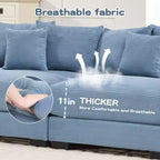 54.3 Canapé modulaire sectionnel Oversized Cloud, accoudoirs extra-épais, coussins à bonne résilience, design ergonomique, tissu velours côtelé doux de qualité supérieure