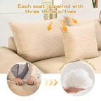 54.3 Canapé modulaire sectionnel Oversized Cloud, accoudoirs extra-épais, coussins à bonne résilience, design ergonomique, tissu velours côtelé doux de qualité supérieure