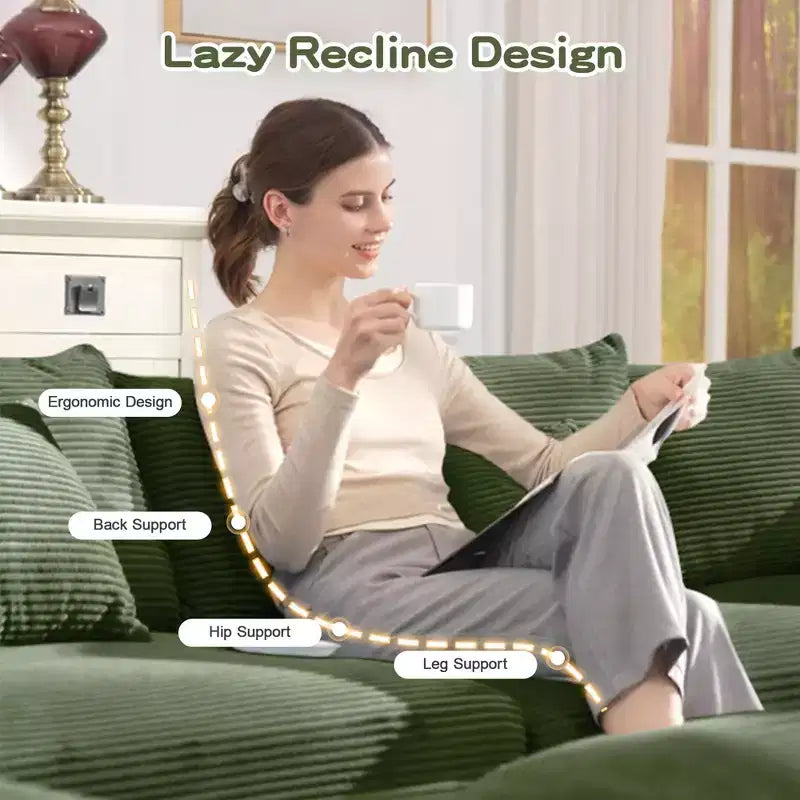 54.3 Canapé modulaire sectionnel Oversized Cloud, accoudoirs extra-épais, coussins à bonne résilience, design ergonomique, tissu velours côtelé doux de qualité supérieure