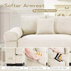 54.3 Canapé modulaire sectionnel Oversized Cloud, accoudoirs extra-épais, coussins à bonne résilience, design ergonomique, tissu velours côtelé doux de qualité supérieure