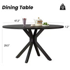 Table à manger ronde de 47 po, table basse moderne du milieu du siècle pour 4 à 6 personnes