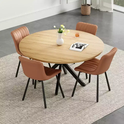 Table à manger ronde de 47 po, table basse moderne du milieu du siècle pour 4 à 6 personnes