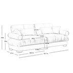 Grand canapé moderne à deux places avec accoudoirs rembourrés, canapé deux places en velours avec coussins lombaires et oreillers décoratifs, chambre à coucher, gris
