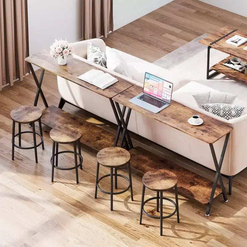 Petite console d'entrée, Table de couloir étroite, Console industrielle à 2 niveaux avec étagères, Table derrière le canapé, Consoles de foyer