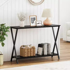Small Entryway Table, Narrow Hallway Table, 2-Tier Industrial Display Table with Shelves, Couch Table Behind Sofa, Foyer Tables