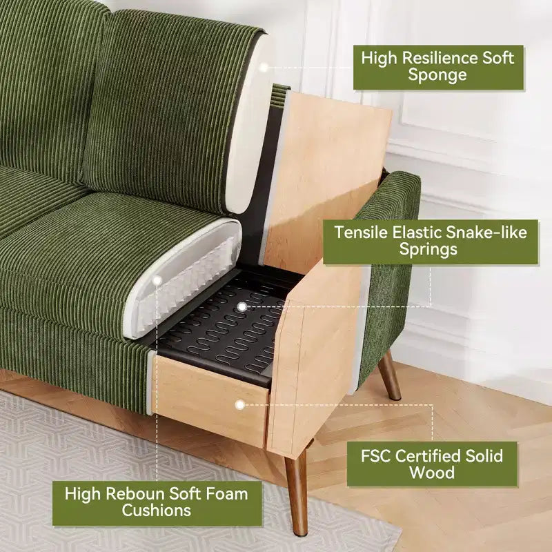 Dyonery 68 Loveseat Sofa, Canapé confortable pour salon, Canapé deux places moderne du milieu du siècle, Petits canapés pour chambre à coucher ou bureau, montage sans outils