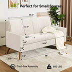 Dyonery 68 Loveseat Sofa, Canapé confortable pour salon, Canapé deux places moderne du milieu du siècle, Petits canapés pour chambre à coucher ou bureau, montage sans outils