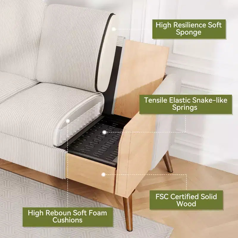 Dyonery 68 Loveseat Sofa, Canapé confortable pour salon, Canapé deux places moderne du milieu du siècle, Petits canapés pour chambre à coucher ou bureau, montage sans outils