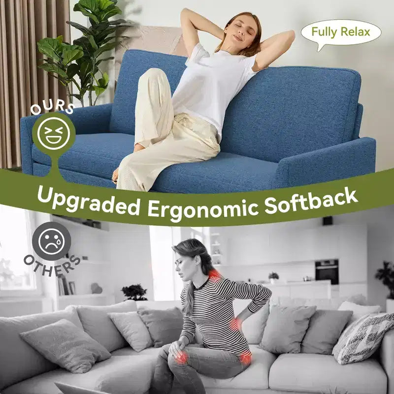 Dyonery 68 Loveseat Sofa, Canapé confortable pour salon, Canapé deux places moderne du milieu du siècle, Petits canapés pour chambre à coucher ou bureau, montage sans outils