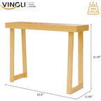 VINGLI 42.9 Table Console, Table d'entrée en bois massif, Table de canapé étroite pour salon, entrée, bois naturel