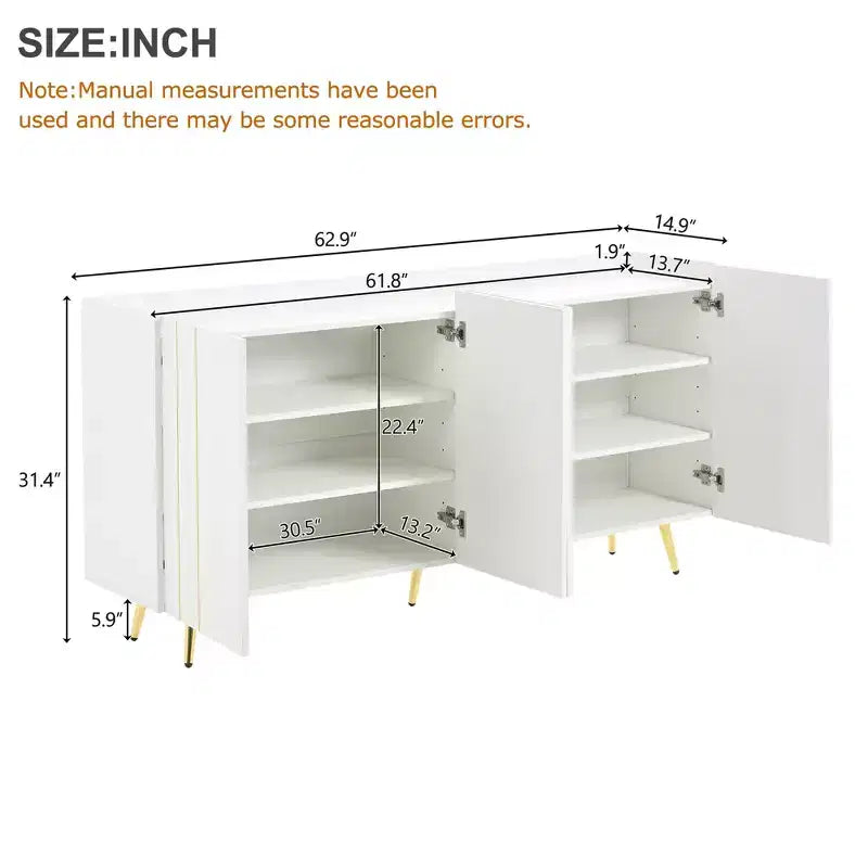 Meuble à chaussures luxueux CLIHOME avec 5 pieds en métal, meuble TV moderne avec 4 étagères réglables pour téléviseurs jusqu'à 70 pouces, buffet minimaliste