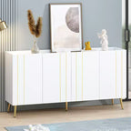 Meuble à chaussures luxueux CLIHOME avec 5 pieds en métal, meuble TV moderne avec 4 étagères réglables pour téléviseurs jusqu'à 70 pouces, buffet minimaliste