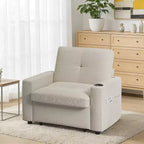 Fauteuil convertible 3 en 1 Dyonery, largeur 42,5 po, avec lit escamotable, ports de chargement USB, table d'appoint et porte-gobelet