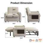 Fauteuil convertible 3 en 1 Dyonery, largeur 42,5 po, avec lit escamotable, ports de chargement USB, table d'appoint et porte-gobelet
