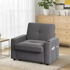Fauteuil convertible 3 en 1 Dyonery, largeur 42,5 po, avec lit escamotable, ports de chargement USB, table d'appoint et porte-gobelet