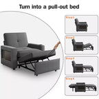 Fauteuil convertible 3 en 1 Dyonery, largeur 42,5 po, avec lit escamotable, ports de chargement USB, table d'appoint et porte-gobelet
