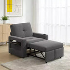 Dyonery 3-in-1 Sleeper Sofa Chair Bed, 42.5 W Convertible Sleeper Chair with Pull Out Bed, USB Charging Ports & Side Table, Cup Holder