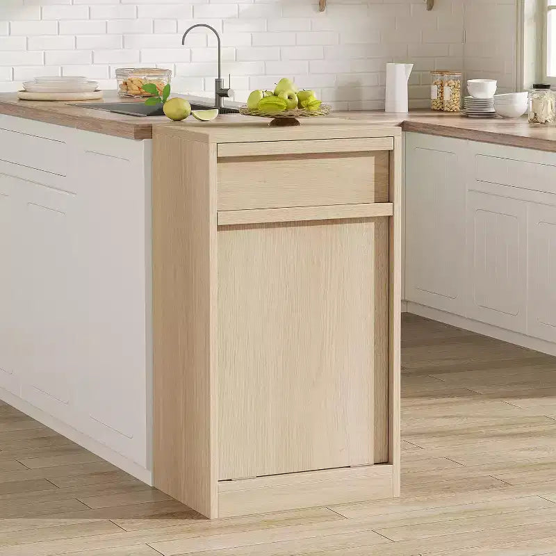 Poubelle inclinable, avec rangement de 38 litres, cache-poubelle autoportant, panier à linge pour cuisine, salle à manger, salon