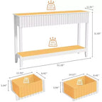 VINGLI Table d'entrée ondulée avec tiroirs, Table console de 130 cm avec étagère de rangement, Table d'appoint étroite, Table d'entrée pour salon, couloir, Blanc