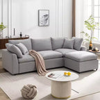 CLIHOME Canapé Sectionnel Convertible Rembourré en Duvet, Canapé en Forme de L avec Méridienne Réversible