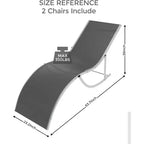 Lot de 2 chaises longues de plage d'extérieur, chaises de bronzage réglables pour terrasse, jardin, arrière-cour, balcon, noir/taupe/gris