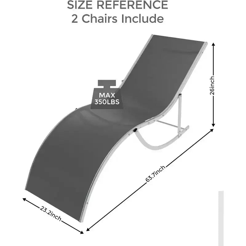 Lot de 2 chaises longues de plage d'extérieur, chaises de bronzage réglables pour terrasse, jardin, arrière-cour, balcon, noir/taupe/gris