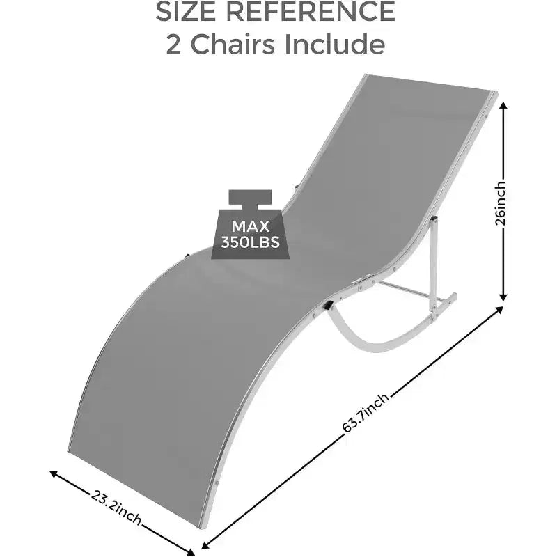 Lot de 2 chaises longues de plage d'extérieur, chaises de bronzage réglables pour terrasse, jardin, arrière-cour, balcon, noir/taupe/gris