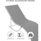 Lot de 2 chaises longues de plage d'extérieur, chaises de bronzage réglables pour terrasse, jardin, arrière-cour, balcon, noir/taupe/gris