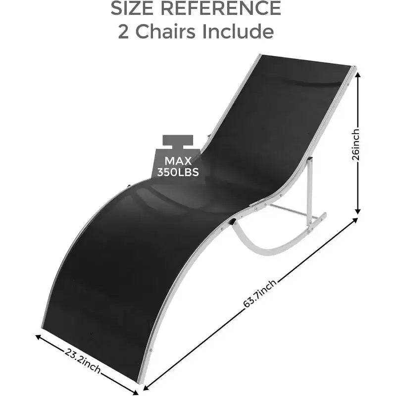 Lot de 2 chaises longues de plage d'extérieur, chaises de bronzage réglables pour terrasse, jardin, arrière-cour, balcon, noir/taupe/gris