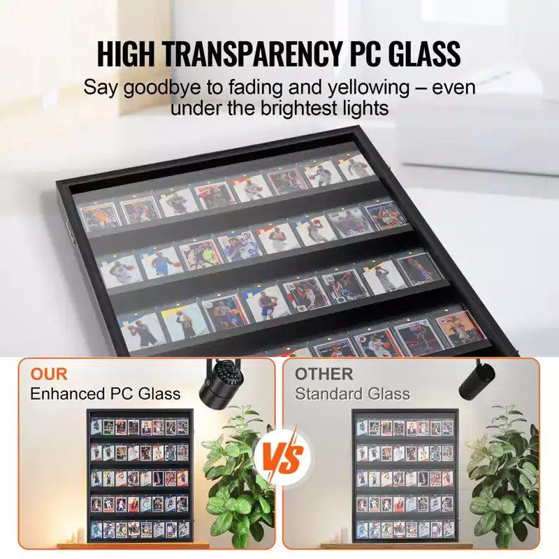 Présentoir de 35 cartes de sport VEVOR, 24,3x30,5x2,1 po, Cadre de présentation pour cartes de baseball avec verre PC transparent anti-UV à 98 %, Noir