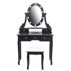 Coiffeuse Moderne, Coiffeuse Fille avec Miroir Lumineux et Tabouret Rembourré, Table de Maquillage avec 5 Tiroirs