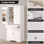 Meuble de rangement haut de cuisine de 71,7 po, buffet de rangement autoportant avec étagères réglables, vaisselier en bois