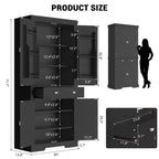 Meuble de rangement haut de cuisine de 71,7 po, buffet de rangement autoportant avec étagères réglables, vaisselier en bois