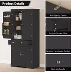 Meuble de rangement haut de cuisine de 71,7 po, buffet de rangement autoportant avec étagères réglables, vaisselier en bois