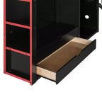 Lit mezzanine double Merax avec bureau, armoire, lumières LED RVB et port de chargement USB - Cadre noir élégant avec de multiples espaces de rangement pour les amateurs de jeux