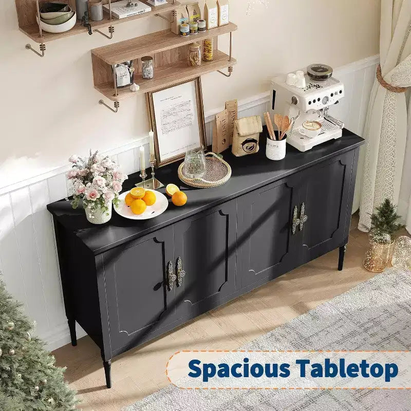 GustoWave 59 Buffet Moderne avec Rangement, 4 Portes et Étagères Réglables, Meuble Bar à Café