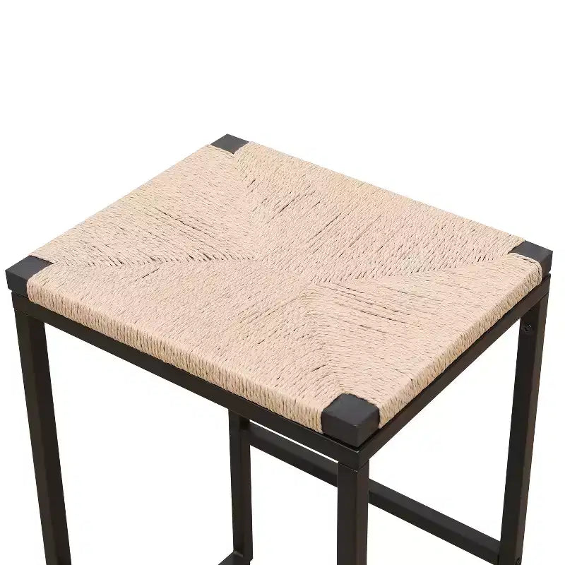 MAYEERTY Lot de 2 tabourets de bar sans dossier en corde de papier tressée pour cuisine