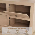 Meuble TV de ferme GustoWave pour téléviseurs de 75/80 pouces, meuble de rangement long de 70 pouces avec 6 tiroirs de rangement et étagère pour barre de son