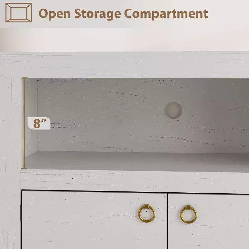 Meuble TV de ferme GustoWave pour téléviseurs de 75/80 pouces, meuble de rangement long de 70 pouces avec 6 tiroirs de rangement et étagère pour barre de son