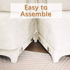 Canapé 4 places en tissu chenille beige avec 1 pouf mobile et coussin lombaire, cadre en bois massif, éponge haute résilience