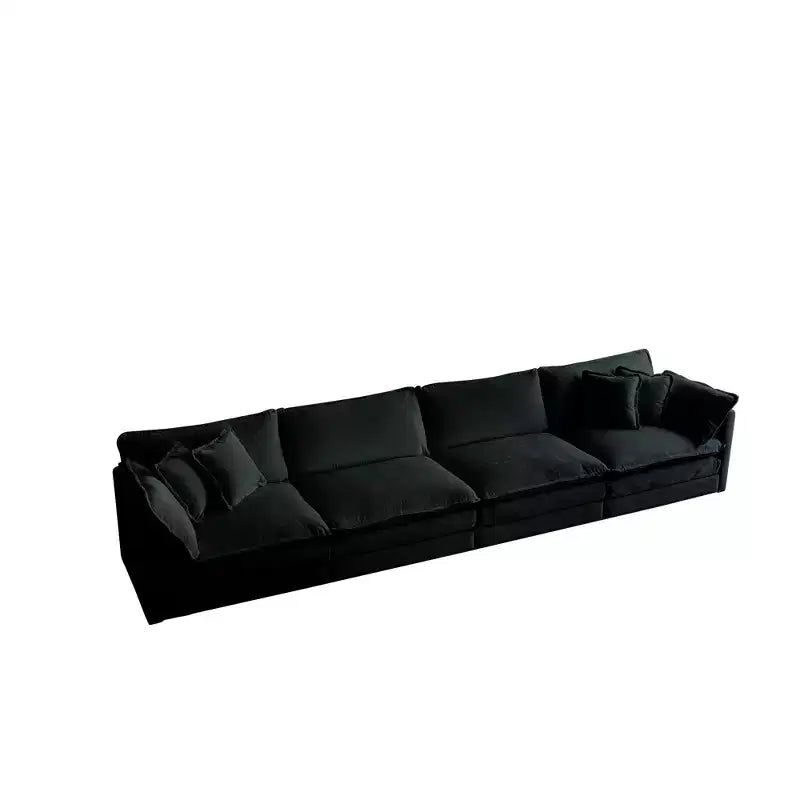 Canapé modulable en forme de U pour salon, canapé sectionnel convertible 5 places avec 1 pouf en chenille beige