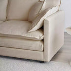 Canapé modulable en forme de U pour salon, canapé sectionnel convertible 5 places avec 1 pouf en chenille beige