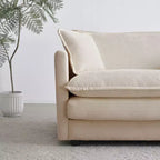 Canapé modulable en forme de U pour salon, canapé sectionnel convertible 5 places avec 1 pouf en chenille beige