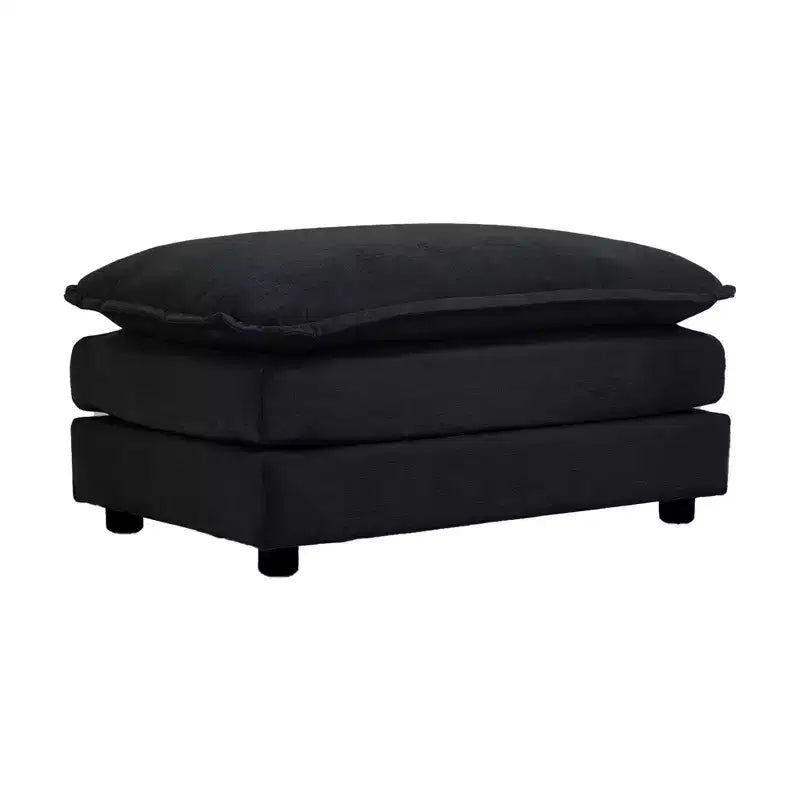 Canapé modulable en forme de U pour salon, canapé sectionnel convertible 5 places avec 1 pouf en chenille beige