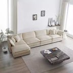 Modular Sectional Sofa for Living Room U Shaped Couch 5 Seater Convertible Sectional Couch with 1 Ottoman Beige Chenille