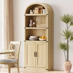 Bibliothèque GustoWave avec portes, étagère arquée de 182 cm de haut, meuble de rangement de style ferme avec étagères, bibliothèques en bois pour bureau à domicile