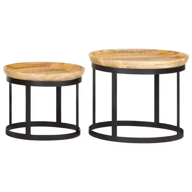 vidaXL Table d'appoint Bois de manguier massif et acier laqué marron et noir