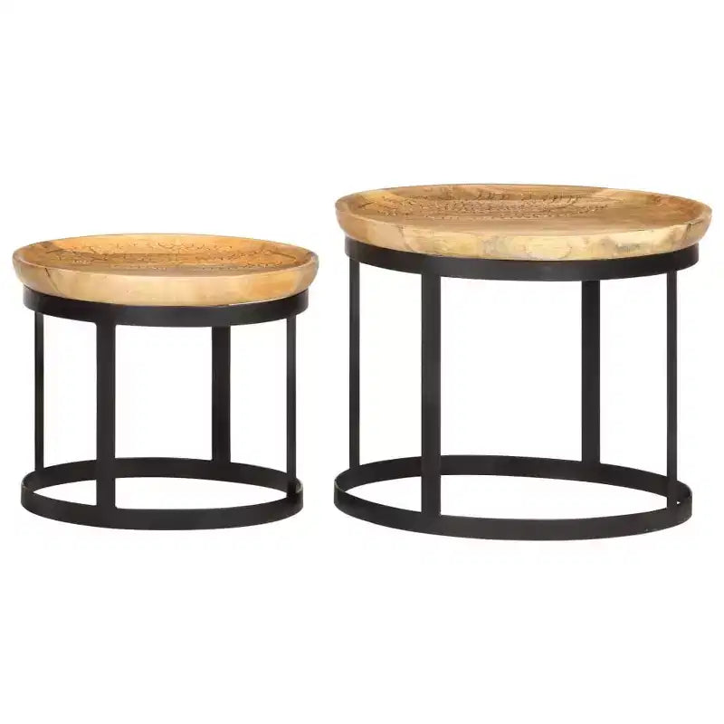 vidaXL Table d'appoint Bois de manguier massif et acier laqué marron et noir